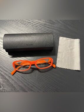 Rare Prada Eyeglasses Orange VPR 1ON 51 16 DAI-101 135 With Case